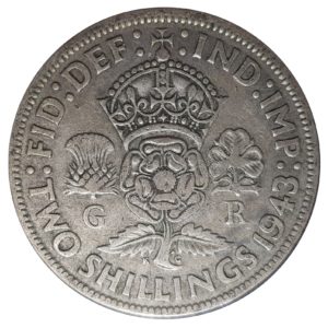 1943 Two Shillings, King George VI, Coin