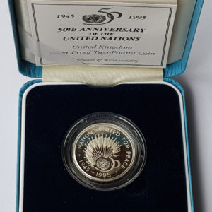 1995 United Kingdom "United Nations" Silver Proof £2 Coins
