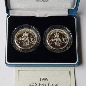 1989 United Kingdom Silver Proof Two Coin £2 Coin Set