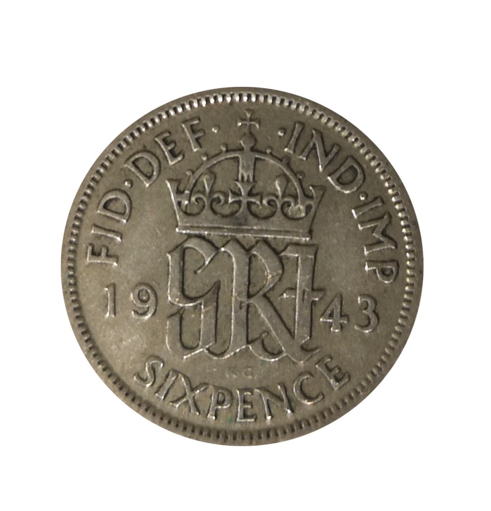 thumbnail image 2 of 1939 Great Britain Sixpence Silver Coin - King George VI - UK Sixpence 2 of 5
