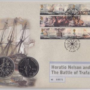 2005 Horation Nelson & Battle of Trafalgar First Day Five Pound Coin Cover