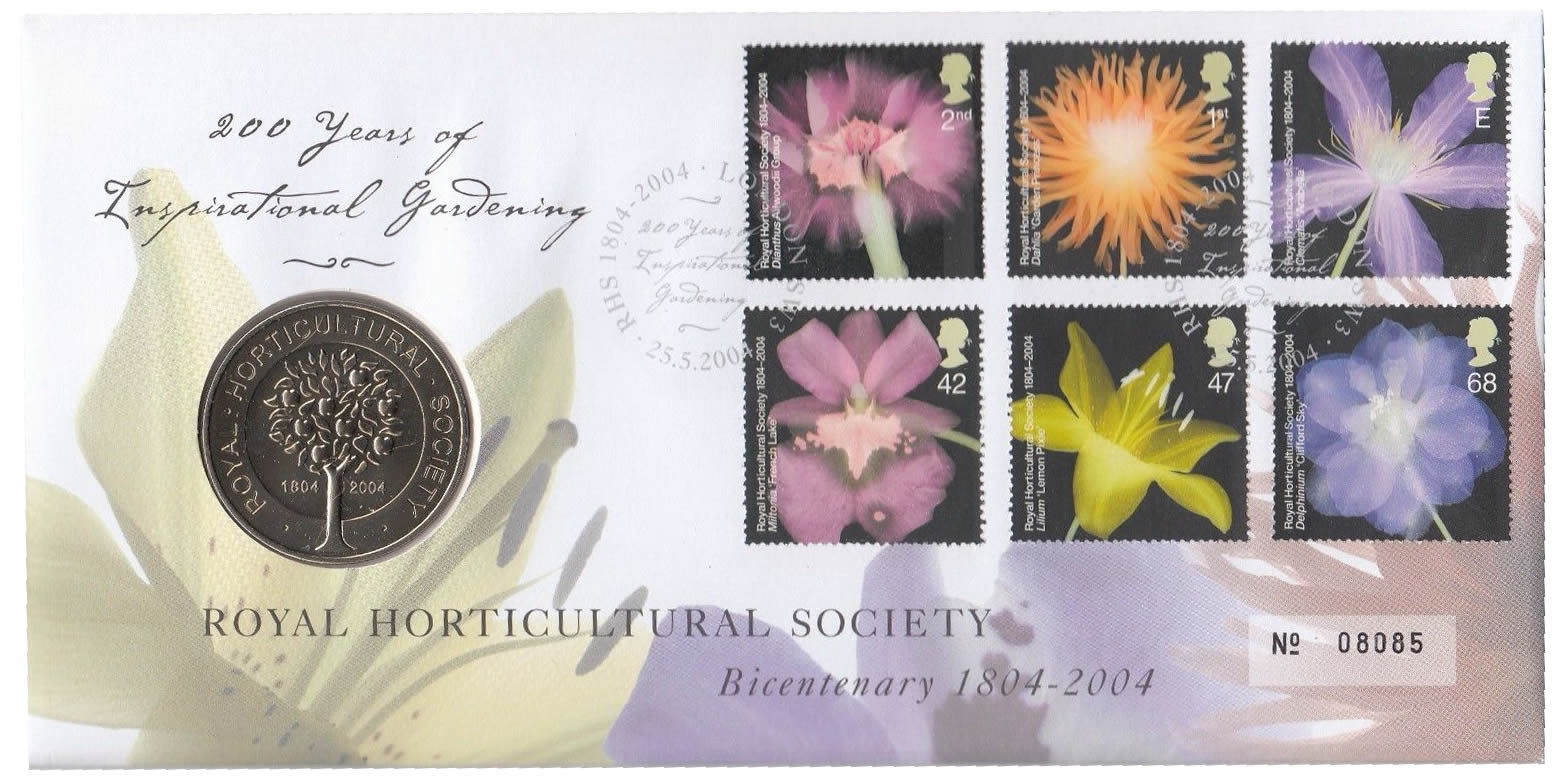 2004 Royal Horticultural Society Bicentenary First Day Coin Cover